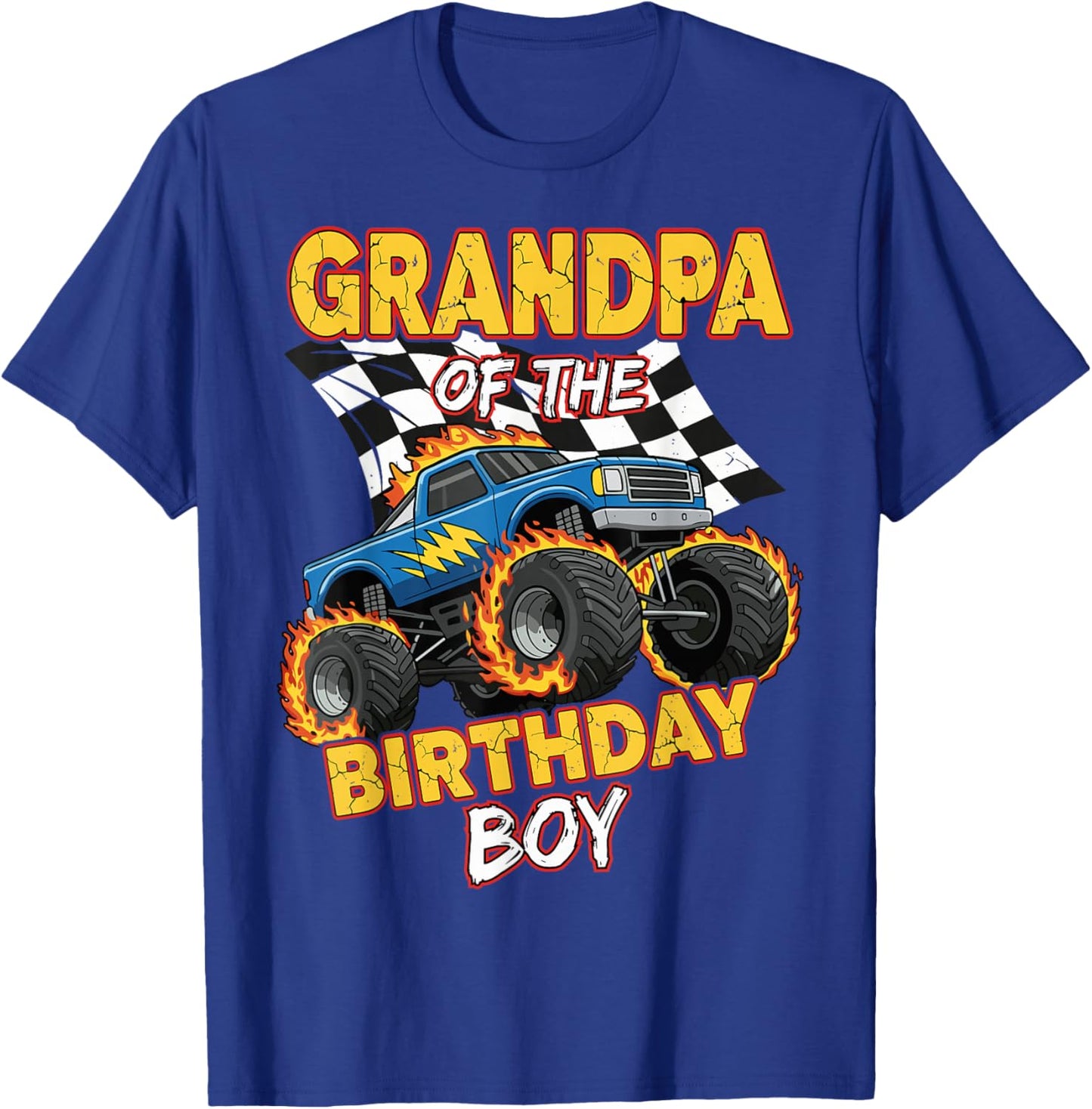 Grandpa of The Birthday Boy Monster Truck Birthday Family T-Shirt - T-Shirt | Royal