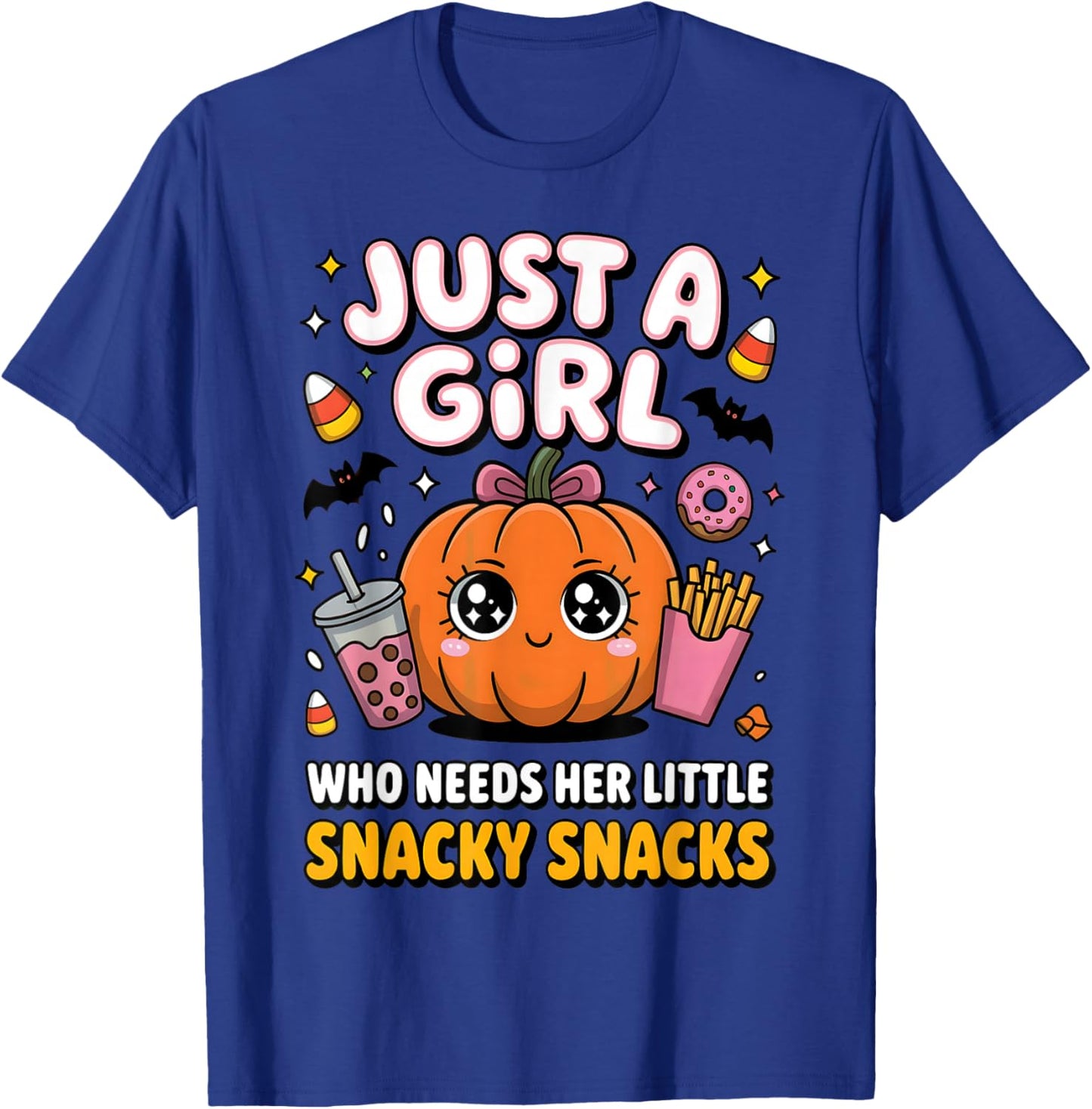Just a Girl Snacky Snacks Shirt Halloween Food Lover Gifts T-Shirt - T-Shirt | Royal