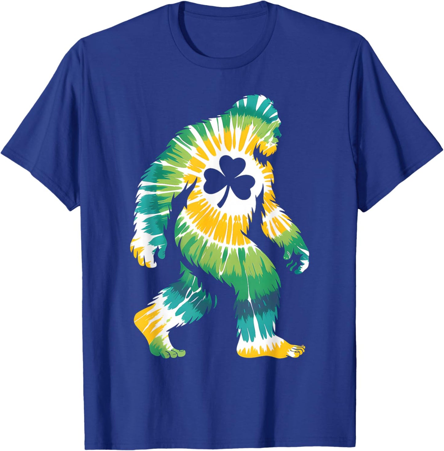 Tie Dye St Patricks Day Bigfoot Sasquatch Shamrock Funny T-Shirt - T-Shirt | Royal