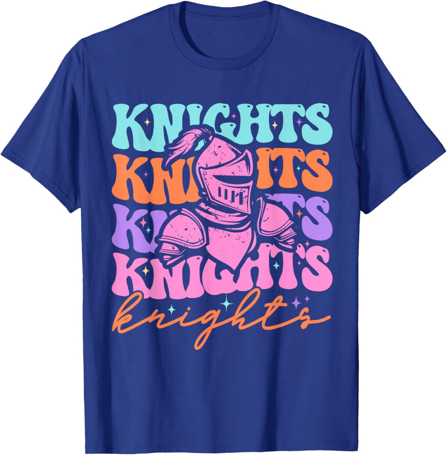 Knights Mascot Back to School Spirit Sports Men Women Groovy T-Shirt - T-Shirt | Royal