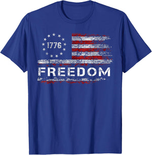Freedom Vintage America Flag T-Shirt - T-Shirt | Royal
