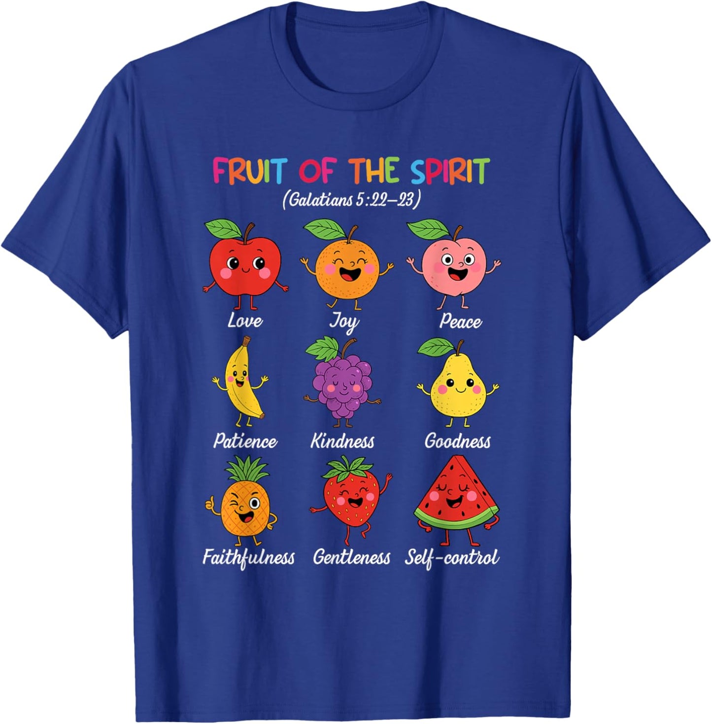 Fruit of The Spirit Christian Faith Religious Bible Verse T-Shirt - T-Shirt | Royal