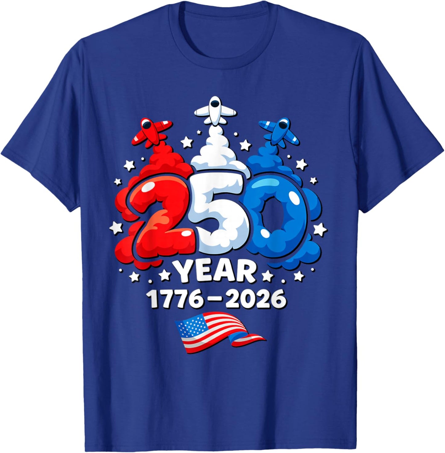 Kids 4th of July 250 Year Patriotic Red, White USA 250th T-Shirt - T-Shirt | Royal