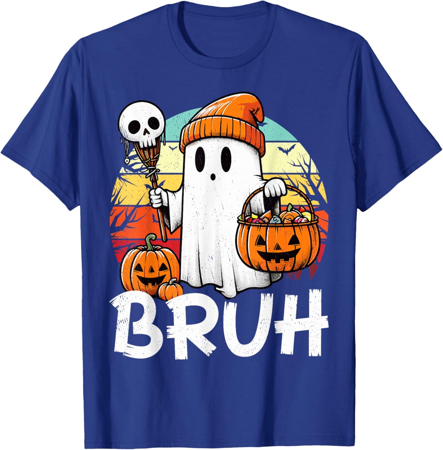Bruh Ghost Funny Halloween Boo Spooky Halloween Bruh Ghost T-Shirt - T-Shirt | Royal