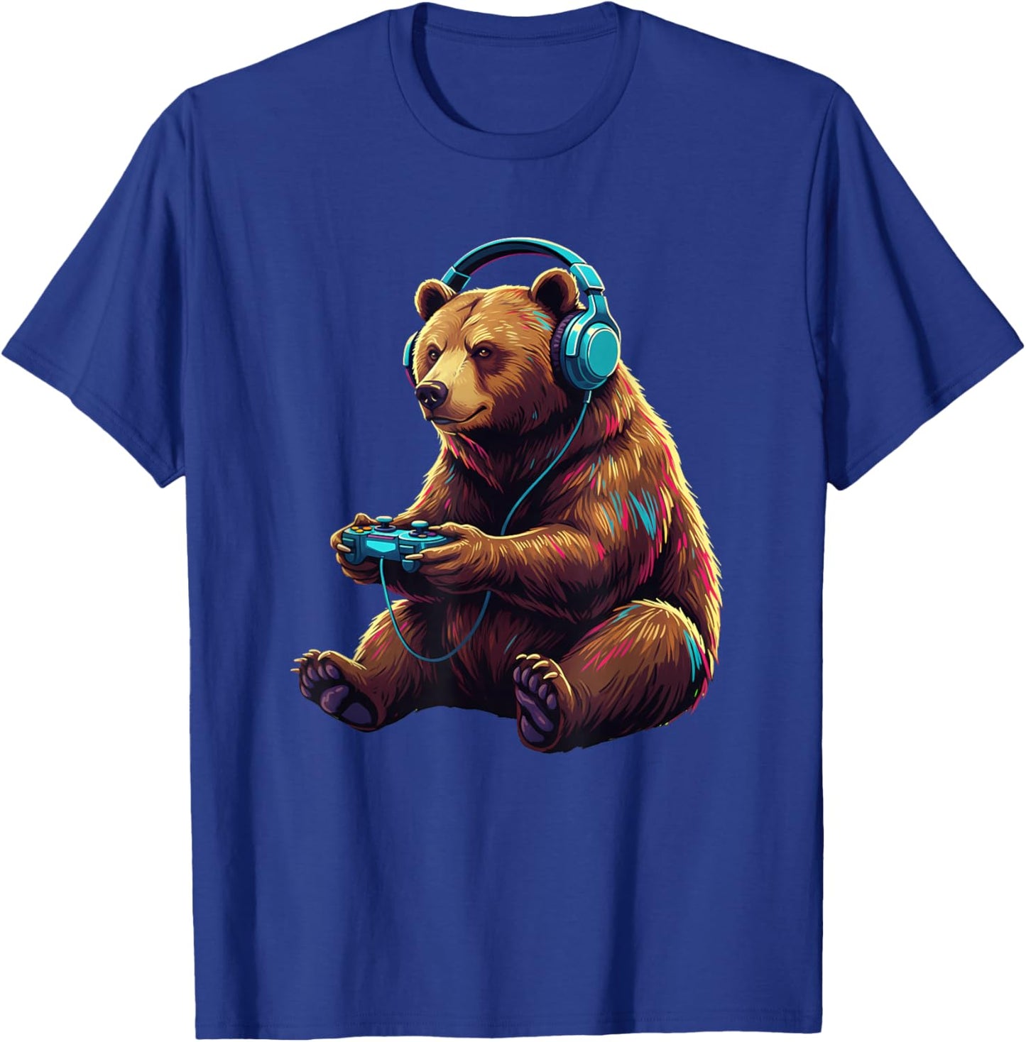 Bear Gaming Animal Video Games Funny Bear T-Shirt - T-Shirt | Royal