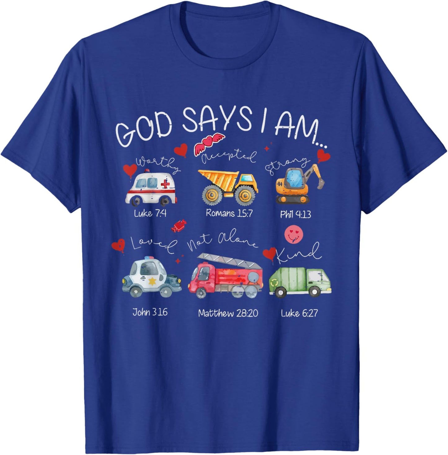 Funny God Says I Am Christian Valentine Vehicle Toddler Boys T-Shirt - T-Shirt | Royal