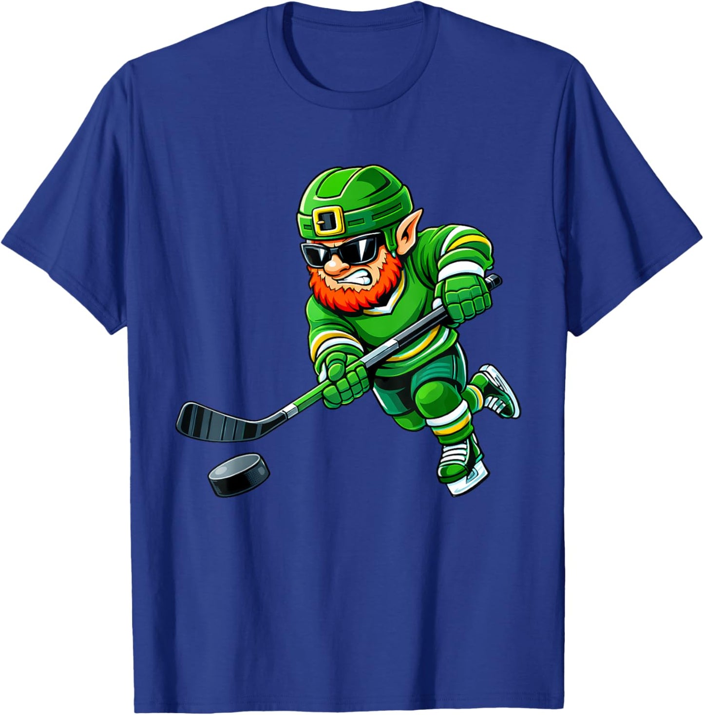 Ice Hockey St Patricks Day Boys Kids Sport Green Leprechaun T-Shirt - T-Shirt | Royal