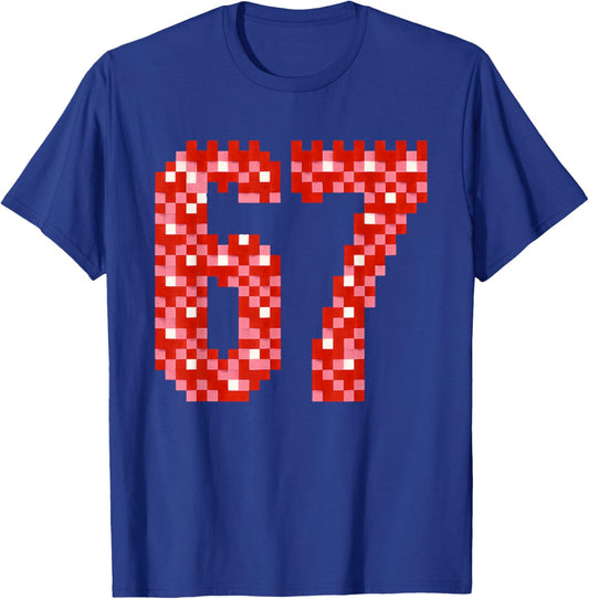 67 Valentine's Day Pixel Heart Mosaic Cute Six Seven Meme T-Shirt - T-Shirt | Royal