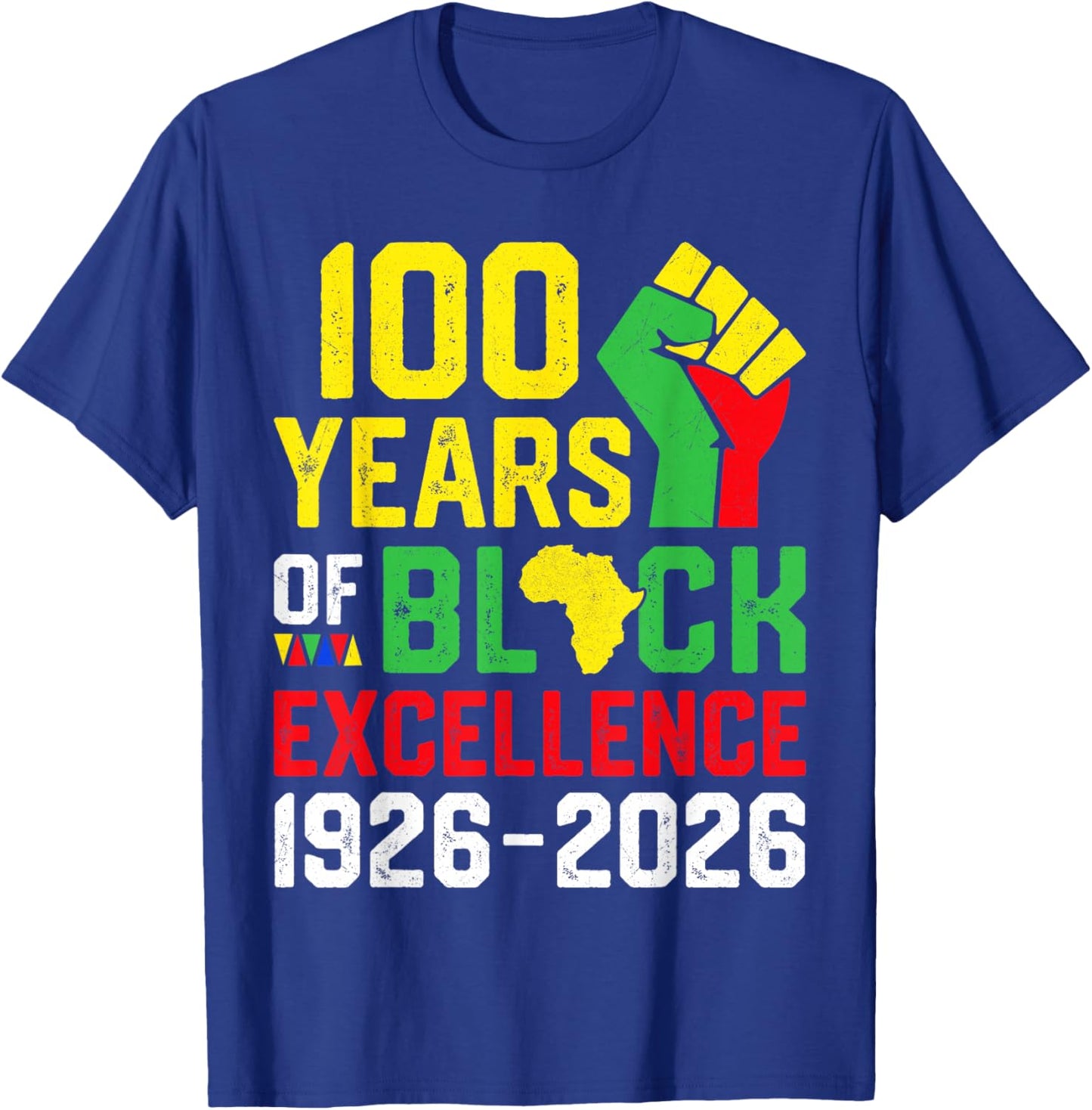 100 Years of Black Excellence Centennial Black History Month T-Shirt - T-Shirt | Royal