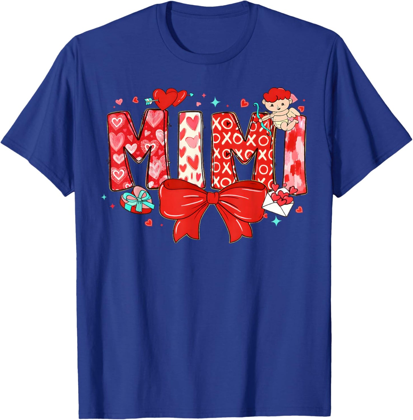 Valentine Mimi Coquette Bow Heart Cupid Mom Mother Women T-Shirt - T-Shirt | Royal