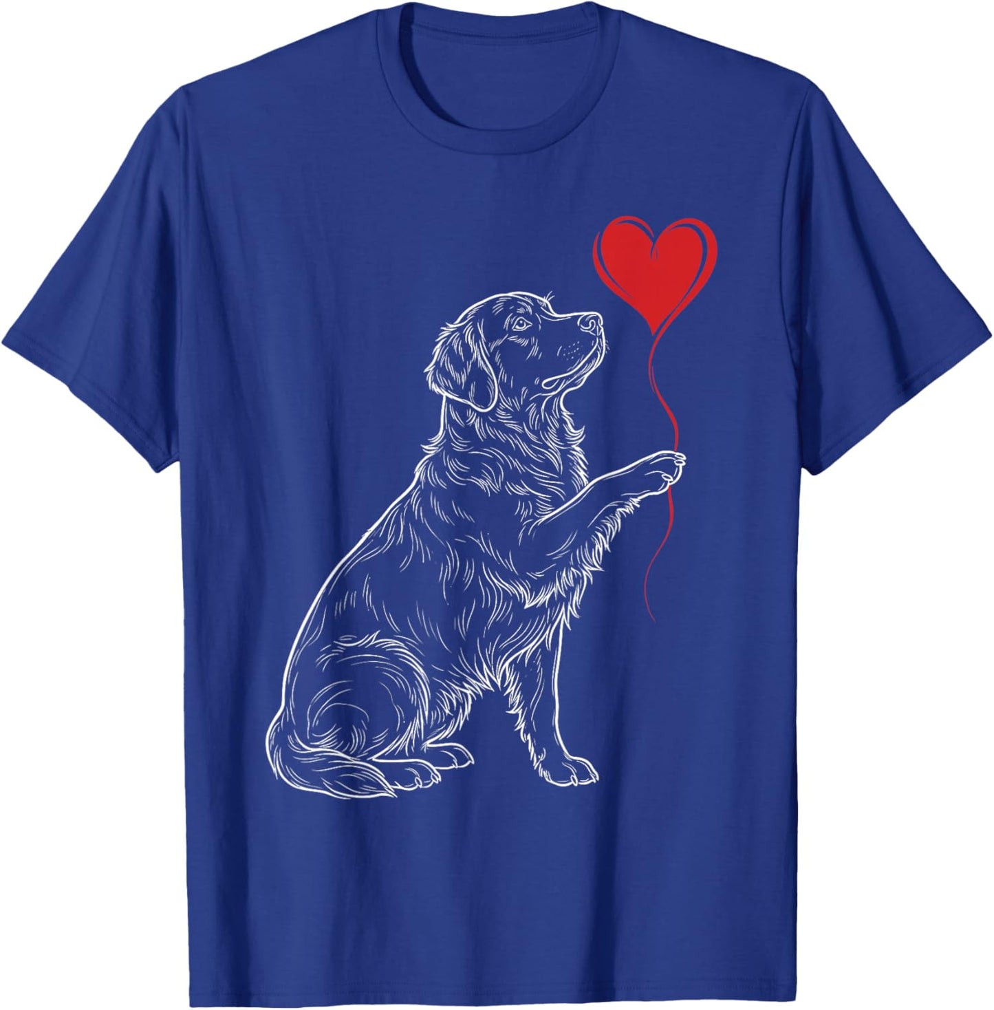 Golden Retriever Lover Dog Art Holding Heart Valentines T-Shirt - T-Shirt | Royal