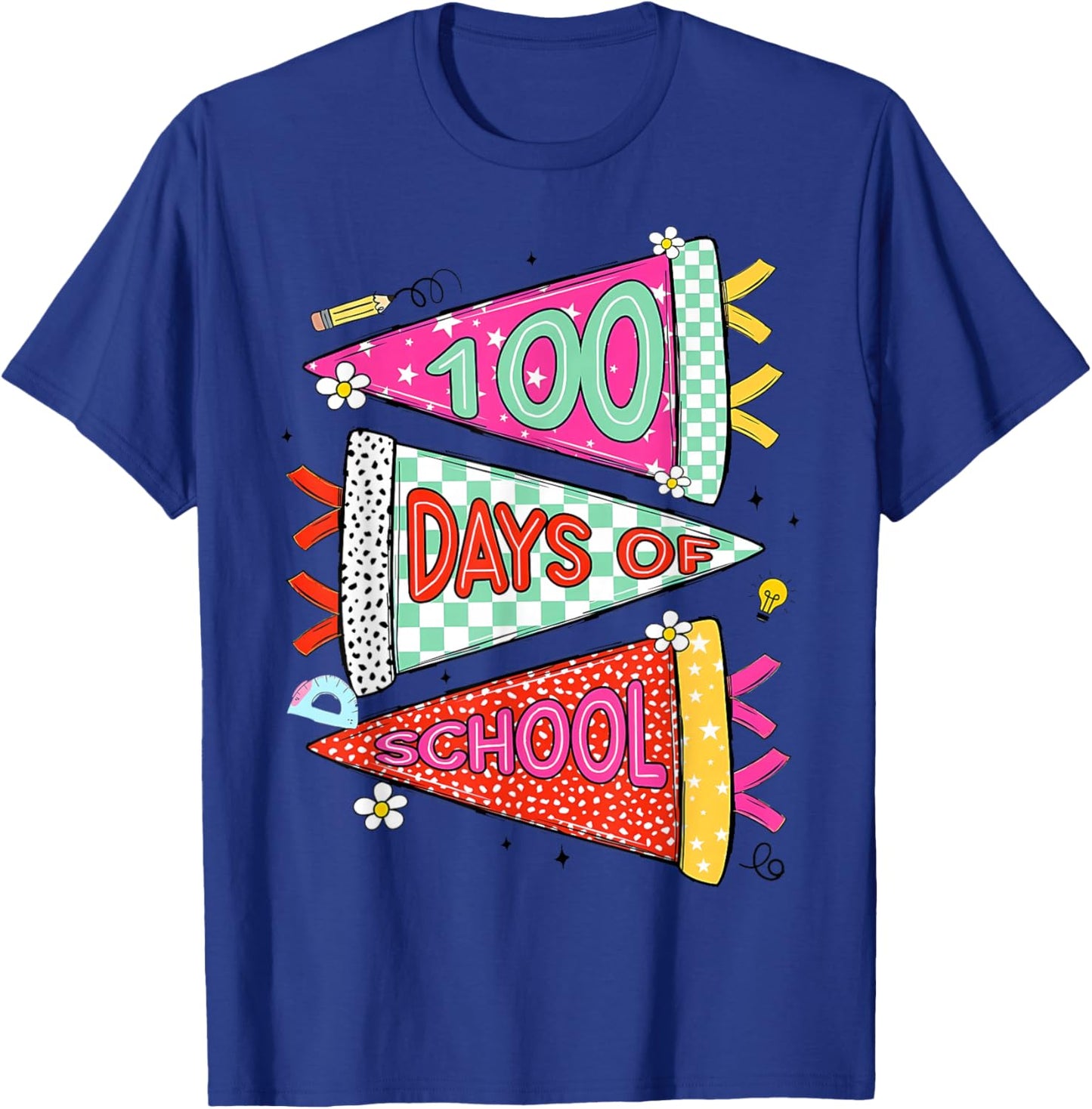 Happy 100 Days of School 100th Days Gift Teacher Girl Boy T-Shirt - T-Shirt | Royal