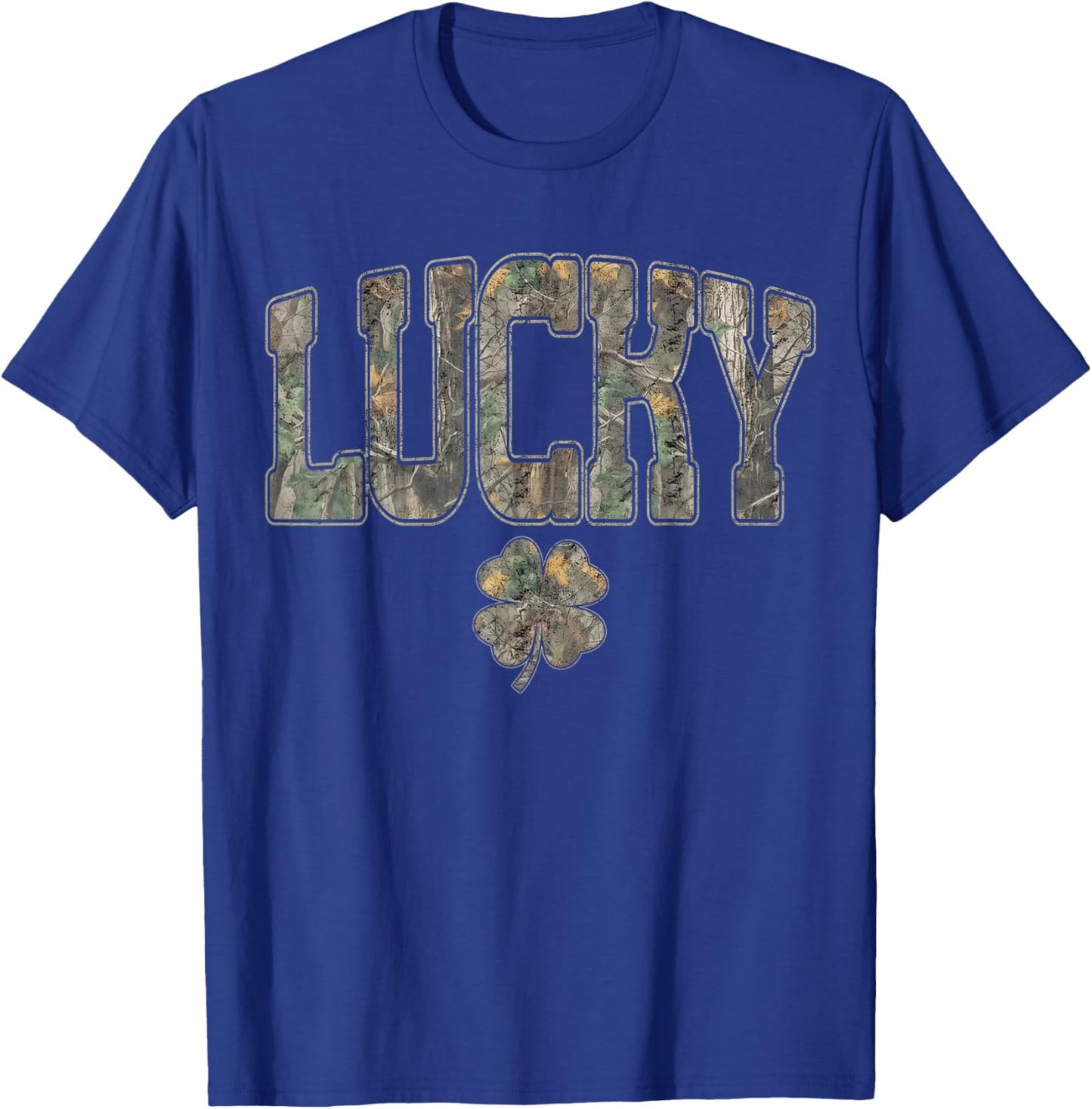Retro Old Camo Lucky Shamrock Camouflage St Patrick's Day T-Shirt - T-Shirt | Royal