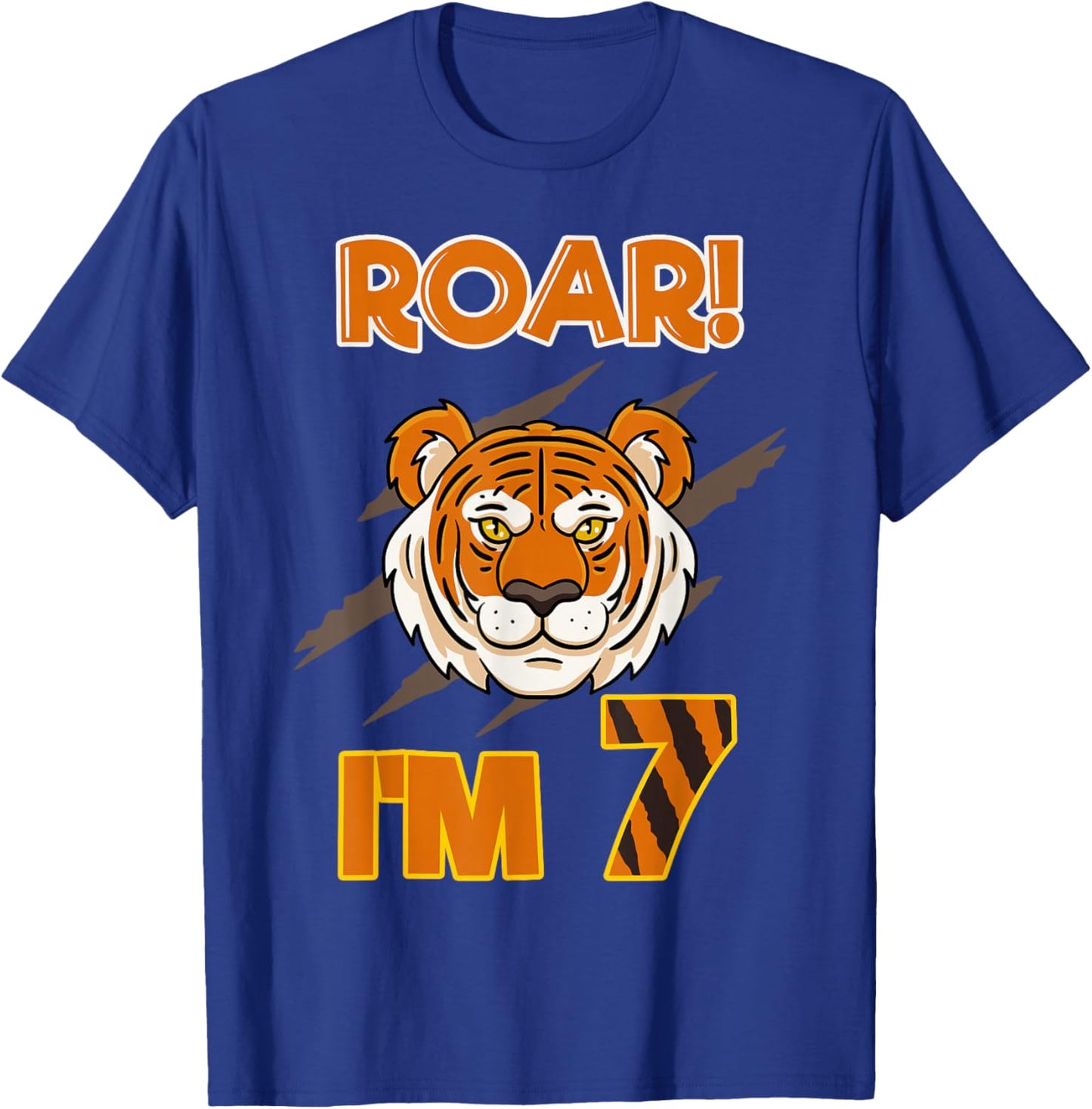 Tiger 7th Birthday Party Jungle Zoo Zookeeper Animal Lover T-Shirt - T-Shirt | Royal