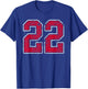 Grunge Red White Number 22 Jersey Player Uniform #22 T-Shirt - T-Shirt | Royal