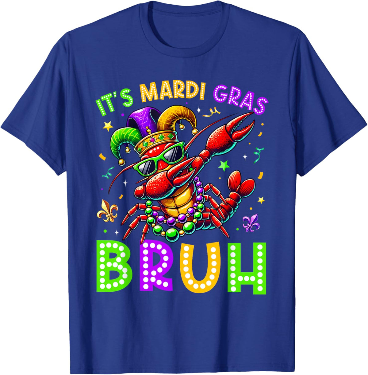 It's Mardi Gras Bruh Dabbing Crawfish Carnival Boy Girl Kid T-Shirt - T-Shirt | Royal
