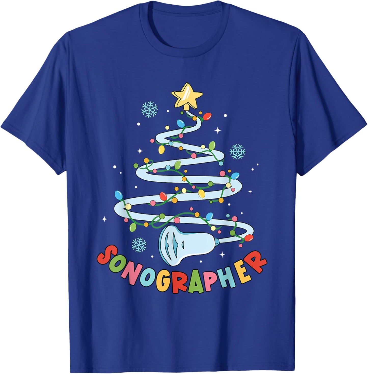 Funny Sonographer Christmas Tree Ultrasound Matching Group T-Shirt - T-Shirt | Royal