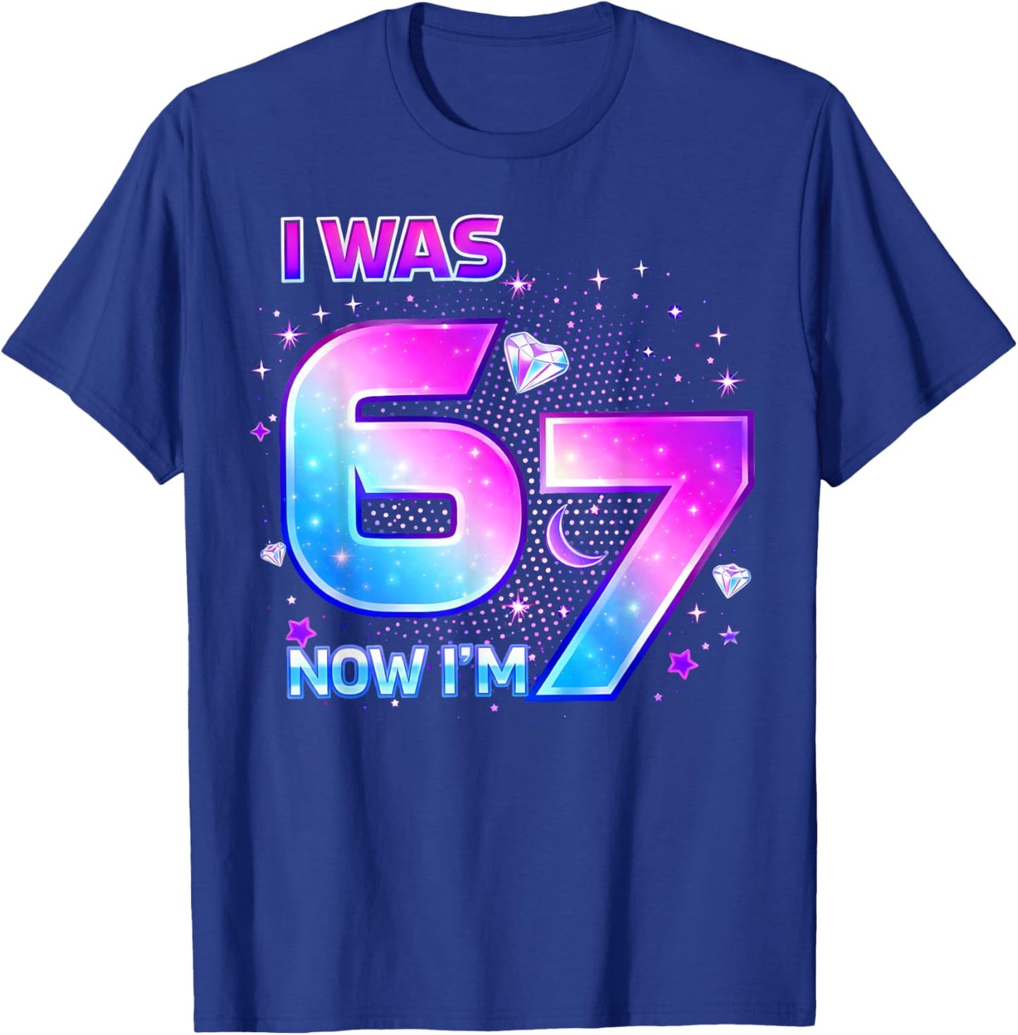 I was 6 Now I'm 7 Six Seven 7 Years Old Birthday Girl Kpop T-Shirt - T-Shirt | Royal