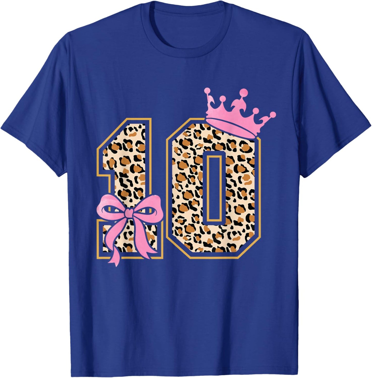 10th Birthday Girl Pink Coquette Bow Leopard 10 Year Old T-Shirt - T-Shirt | Royal