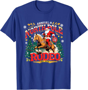 Annual North Pole Rodeo Christmas Cowboy Design T-Shirt - T-Shirt | Royal