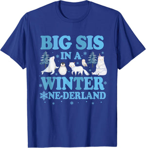 Big Sis in a Winter Onederland Birthday Boy Arctic Animals T-Shirt - T-Shirt | Royal