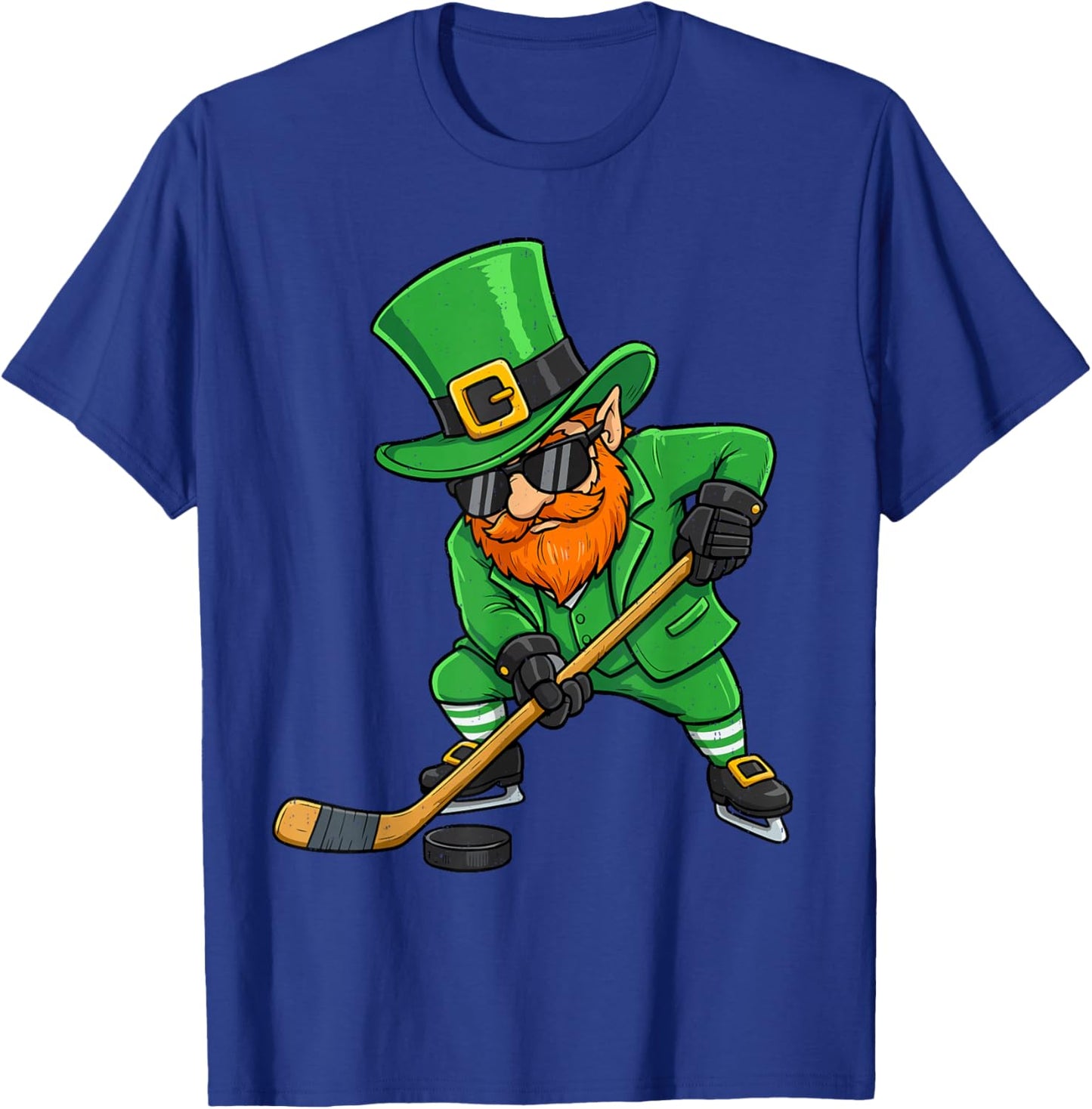 Leprechaun Ice Hockey Green St Patricks Day Sport Boys Kids T-Shirt - T-Shirt | Royal