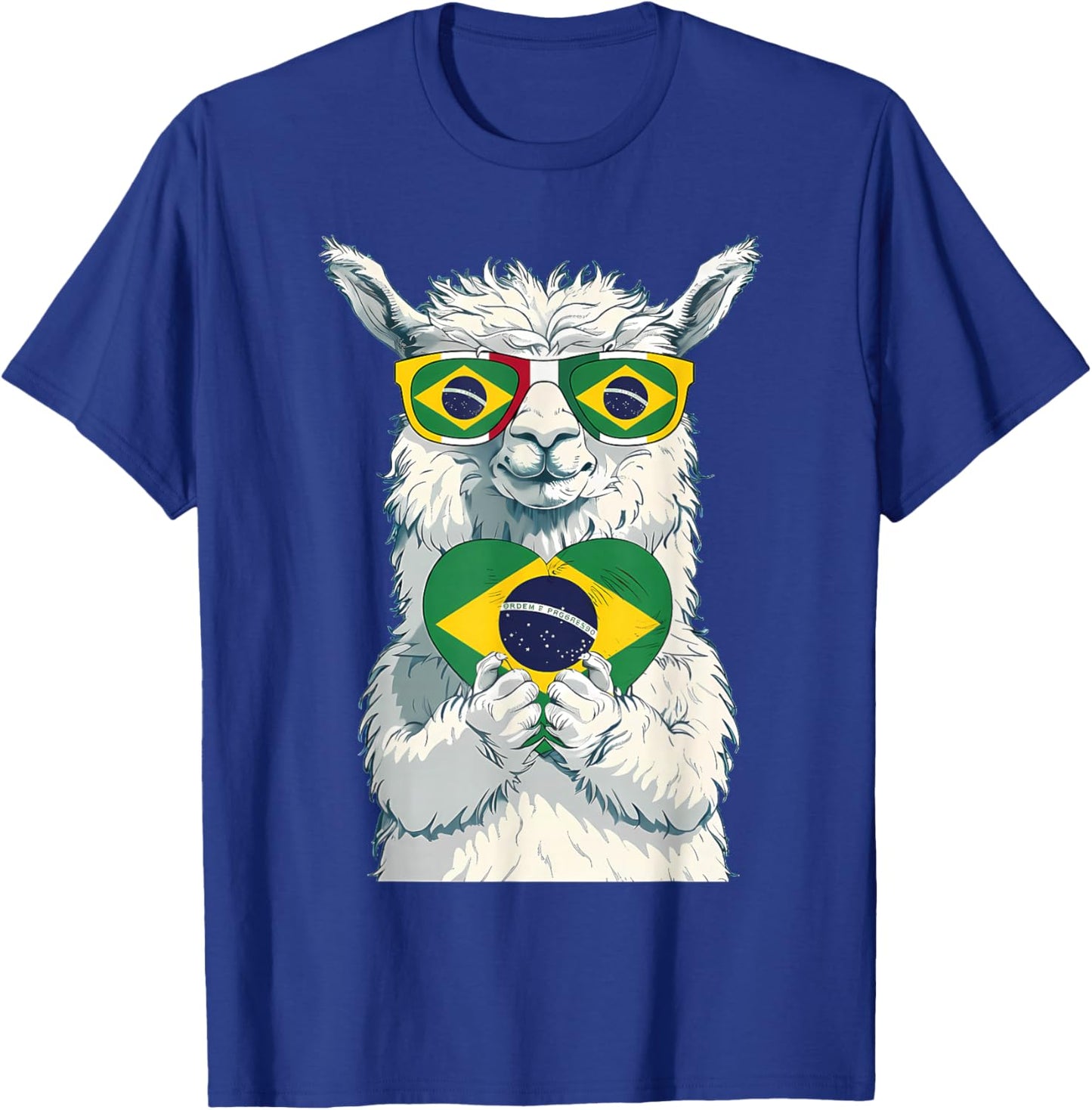 Brasil Flag Llama Brazilian Alpaca Brasilian Roots Brazil T-Shirt - T-Shirt | Royal