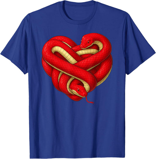 Red Snake Heart Animal Lover Valentines Day Boys Girls Kids T-Shirt - T-Shirt | Royal