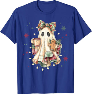 Funny Ghost Gingerbread Merry Christmas Xmas Lights Holiday T-Shirt - T-Shirt | Royal