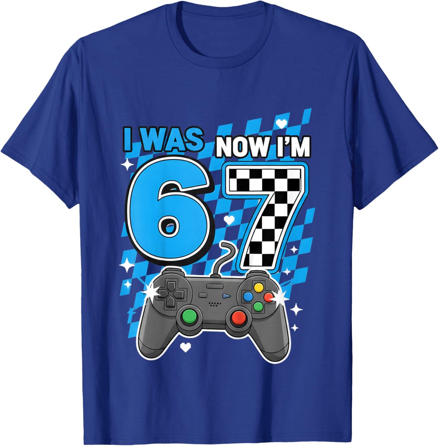 I was 6 Now Im 7 Game Controller 7th Birthday Boy Gamer T-Shirt - T-Shirt | Royal