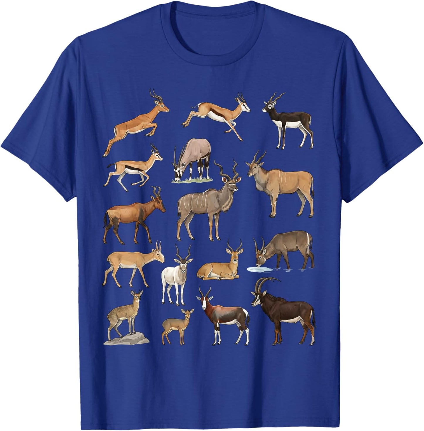 Types of Antelopes – Antelope Species Chart Science Lovers T-Shirt - T-Shirt | Royal