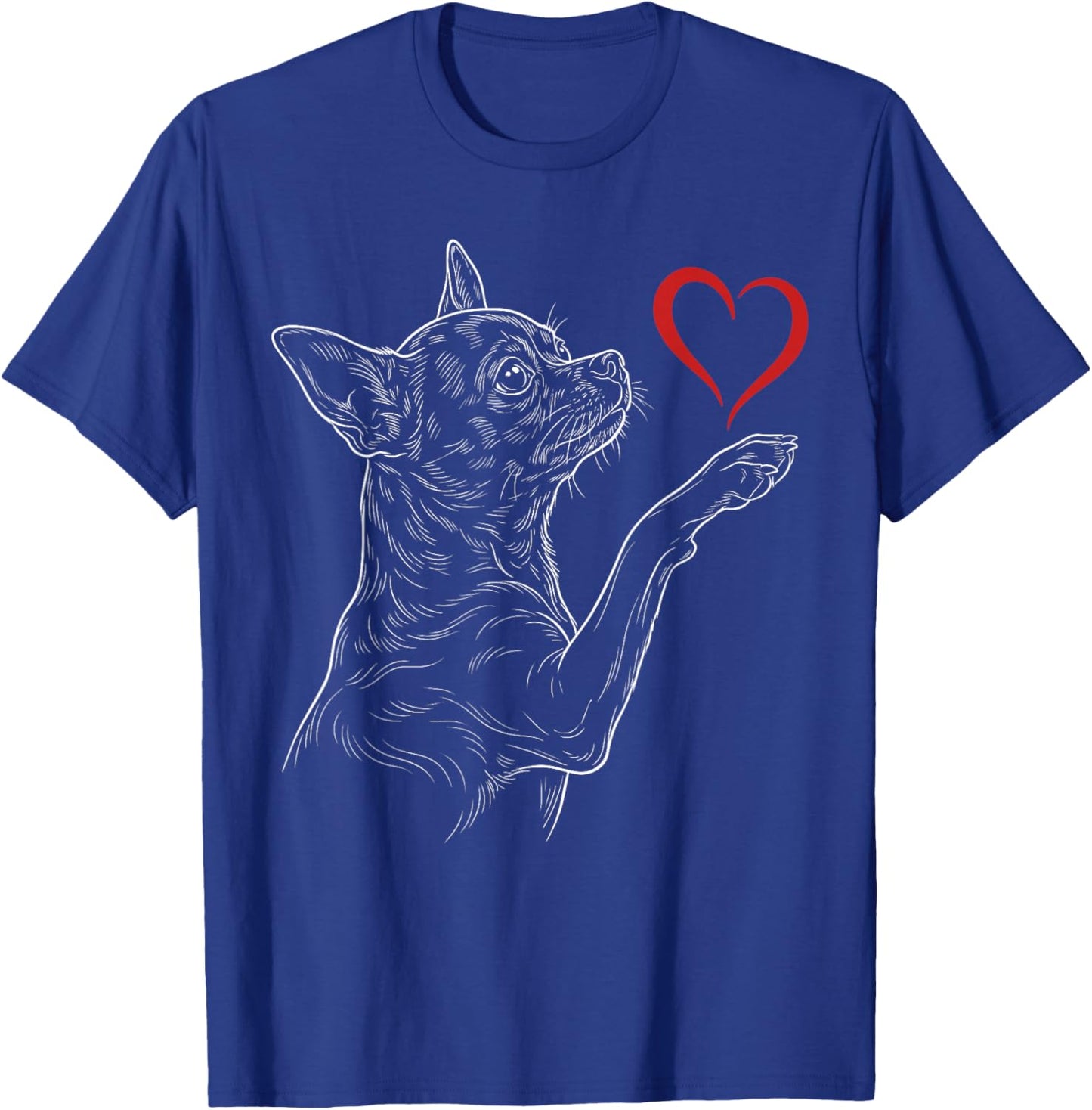 Chihuahua Lover Dog Art Holding Heart Valentines T-Shirt - T-Shirt | Royal