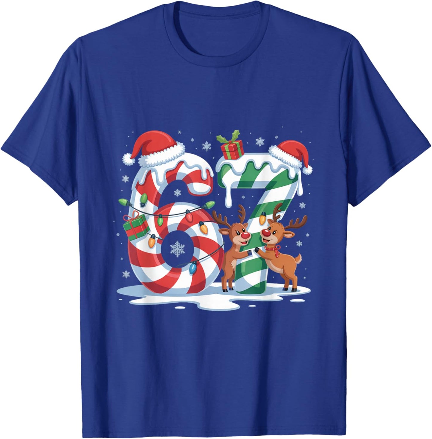 Christmas 67 Funny Xmas Six Seven Ugly Sweater 6-7 T-Shirt - T-Shirt | Royal