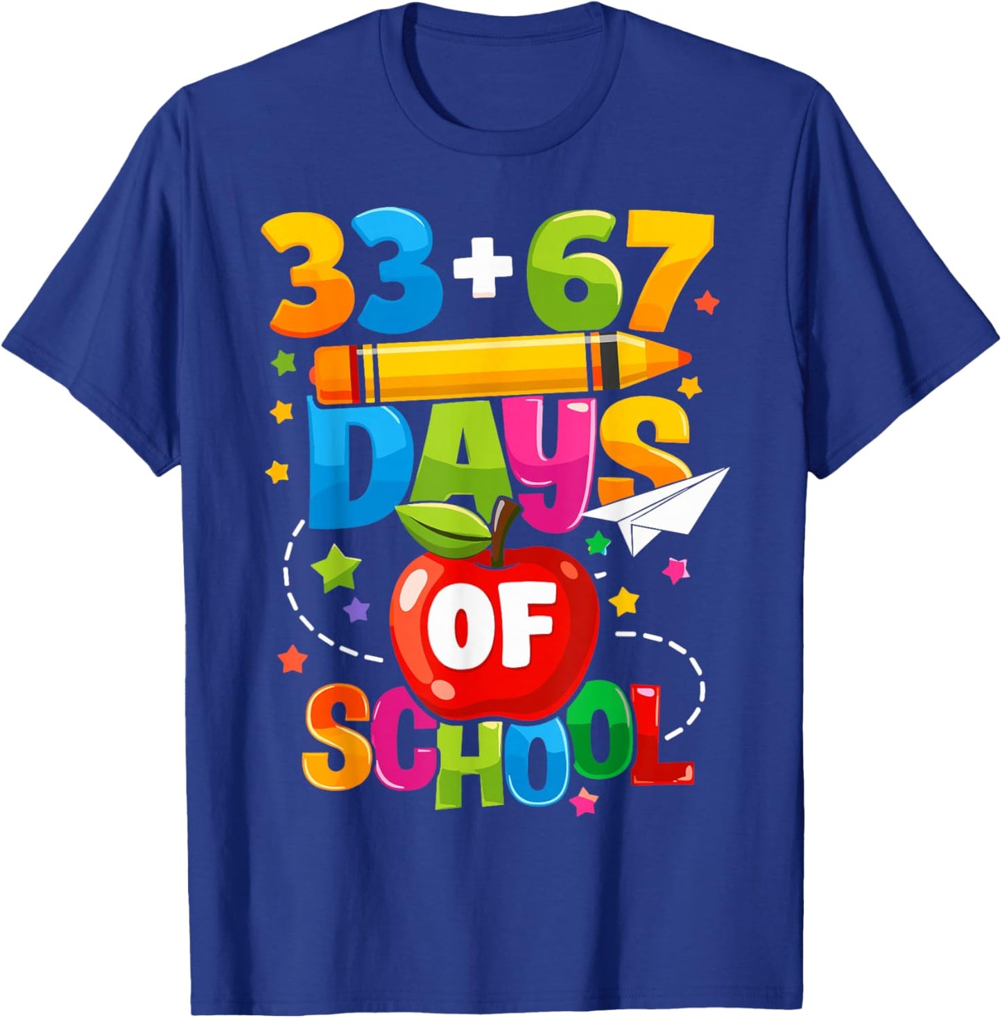 I Survived 67 33 Days of School for Teacher Kids 100th Days T-Shirt - T-Shirt | Royal