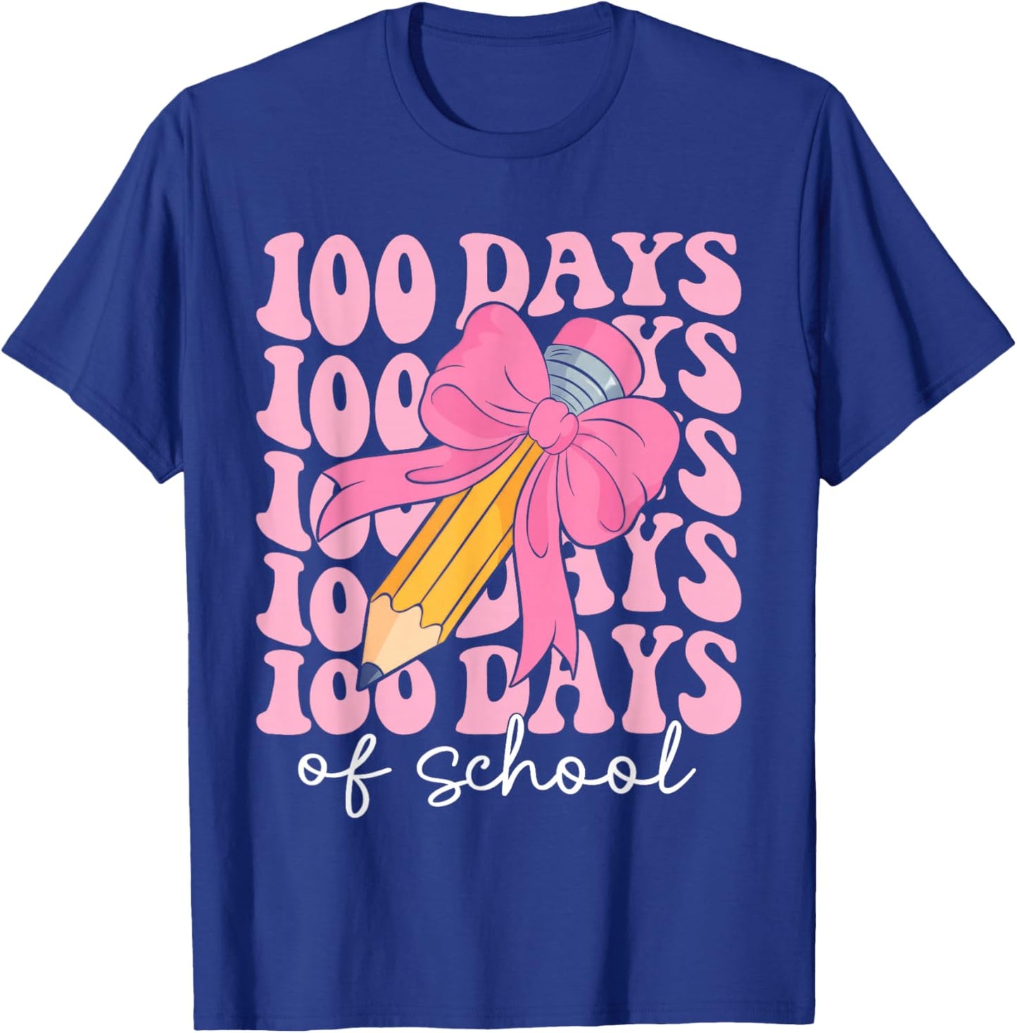 Coquette Bow 100 Days of School Teacher 100th Day of School T-Shirt - T-Shirt | Royal