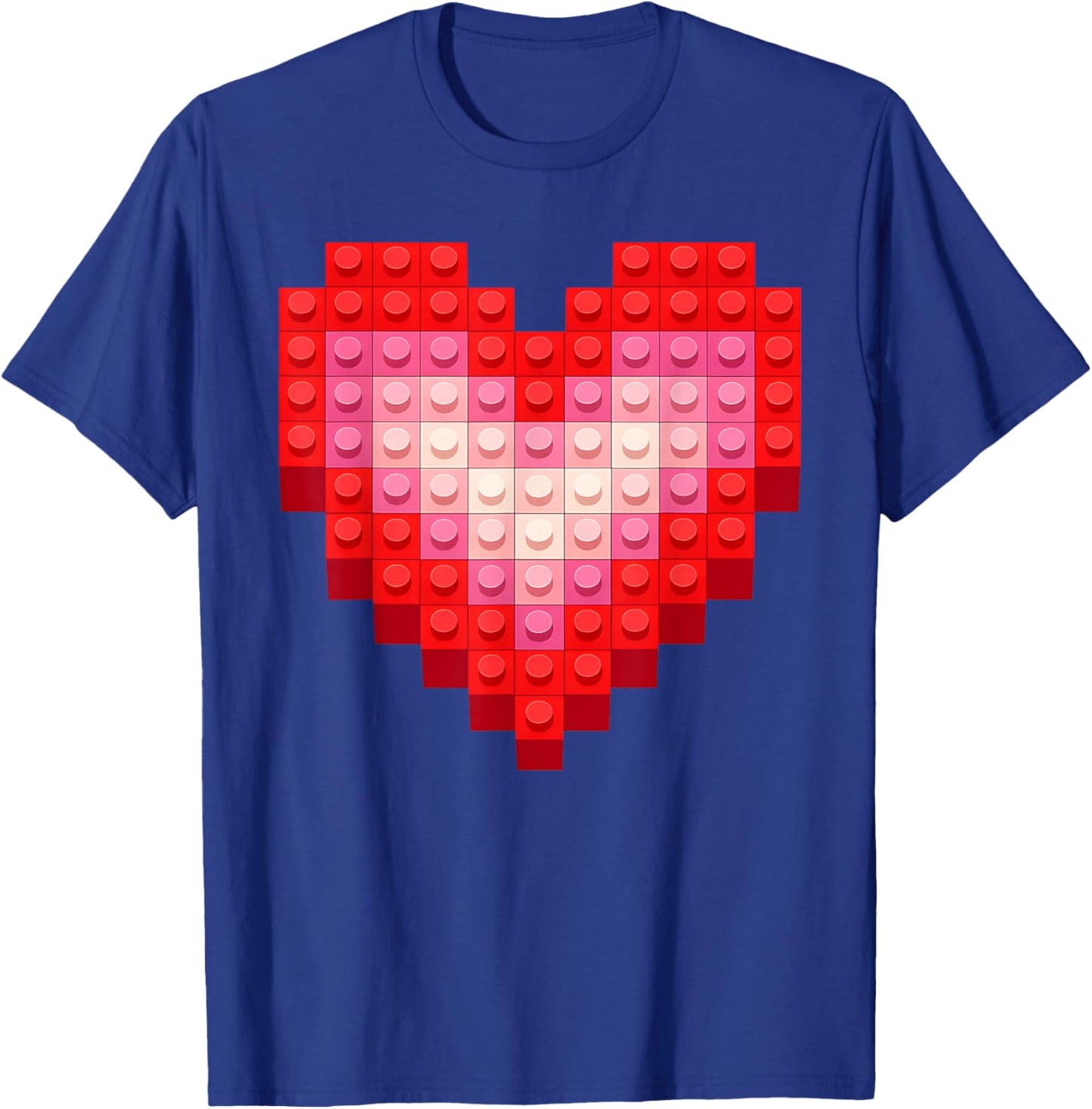 Valentines Day Boys Kid Toddler Heart Building Blocks Bricks T-Shirt - T-Shirt | Royal