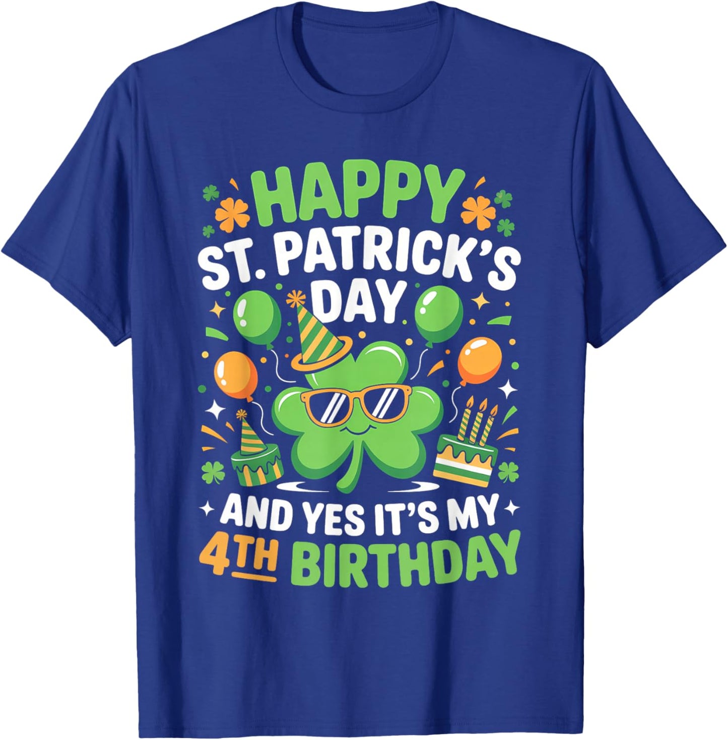 Happy St Patrick's Day 2026 Yes It's My 4th Birthday Kids T-Shirt - T-Shirt | Royal