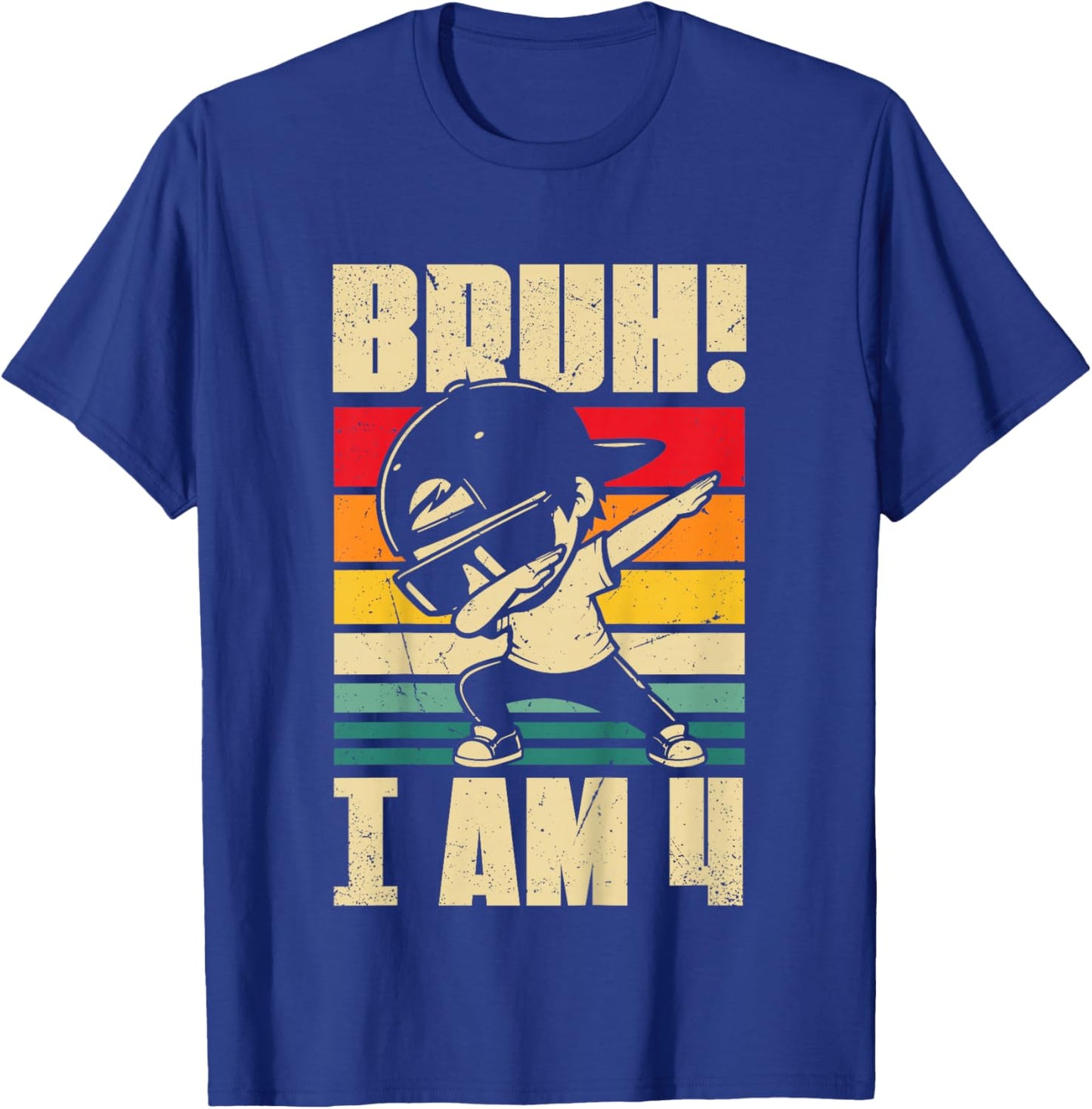 Bruh I Am 4 Year Old Dabbing Boy 4th Birthday Decorations T-Shirt - T-Shirt | Royal