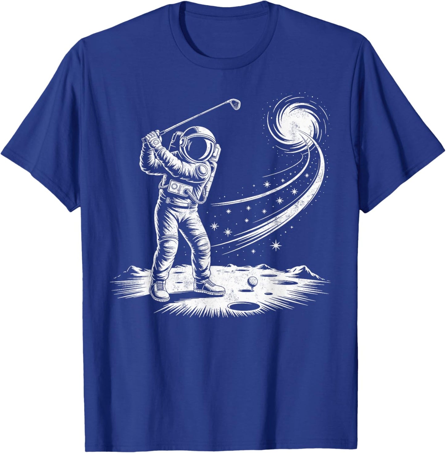 Vintage Astronaut Golf Player Golfing Golfer Joke Humor T-Shirt - T-Shirt | Royal
