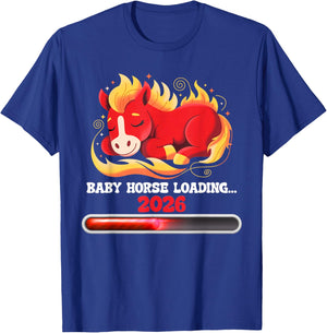 Baby Horse Loading 2026 Chinese New Year Pregnancy Reveal T-Shirt - T-Shirt | Royal