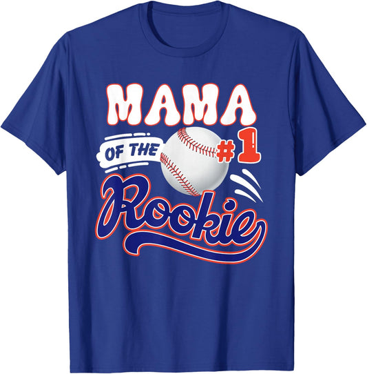 Mama Rookie of Year 1st Birthday Baseball Theme Matching T-Shirt - T-Shirt | Royal