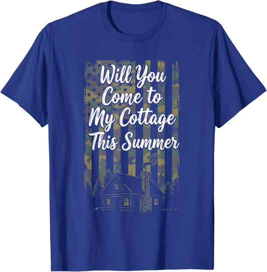 Will You Come to My Cottage This Summer Funny Camo Meme T-Shirt - T-Shirt | Royal
