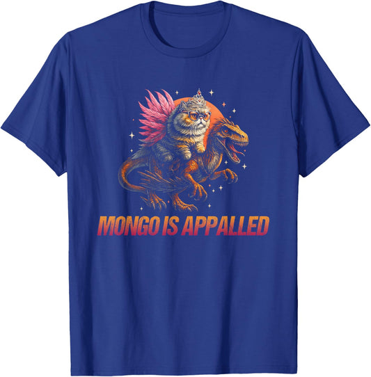 Retro Vintage Mongo is Appalled Princess Cat Riding Dinosaur T-Shirt - T-Shirt | Royal