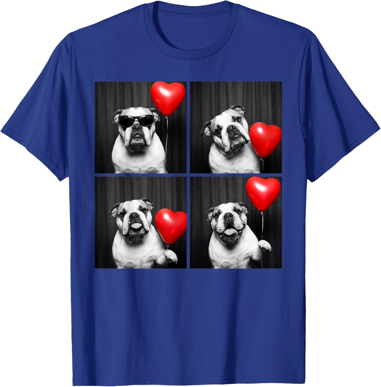 English Bulldog Photobooth Dog Lover Valentines Design T-Shirt - T-Shirt | Royal