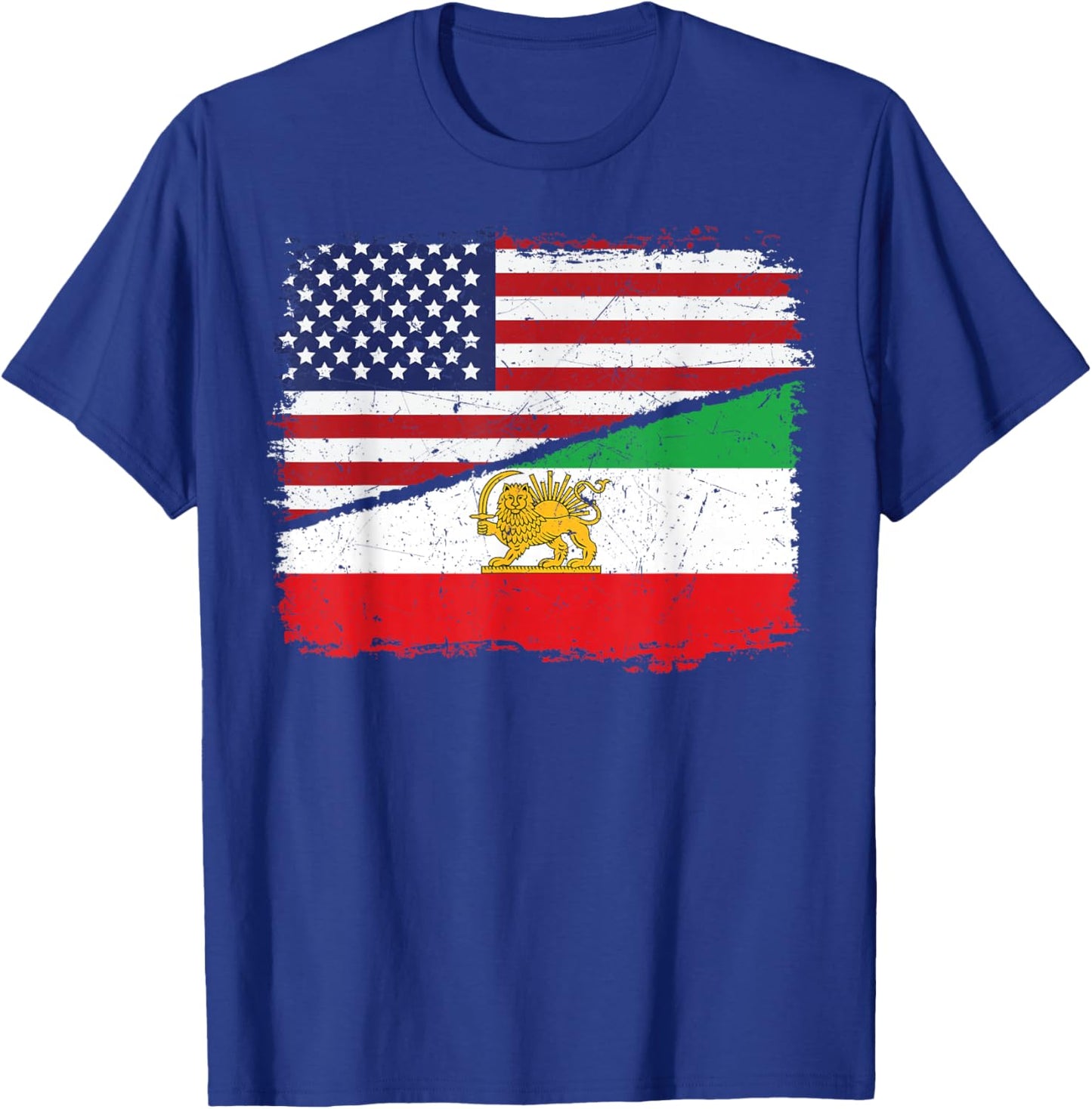 Half American Half Iranian US Flag Iran Flag Patriotic T-Shirt - T-Shirt | Royal
