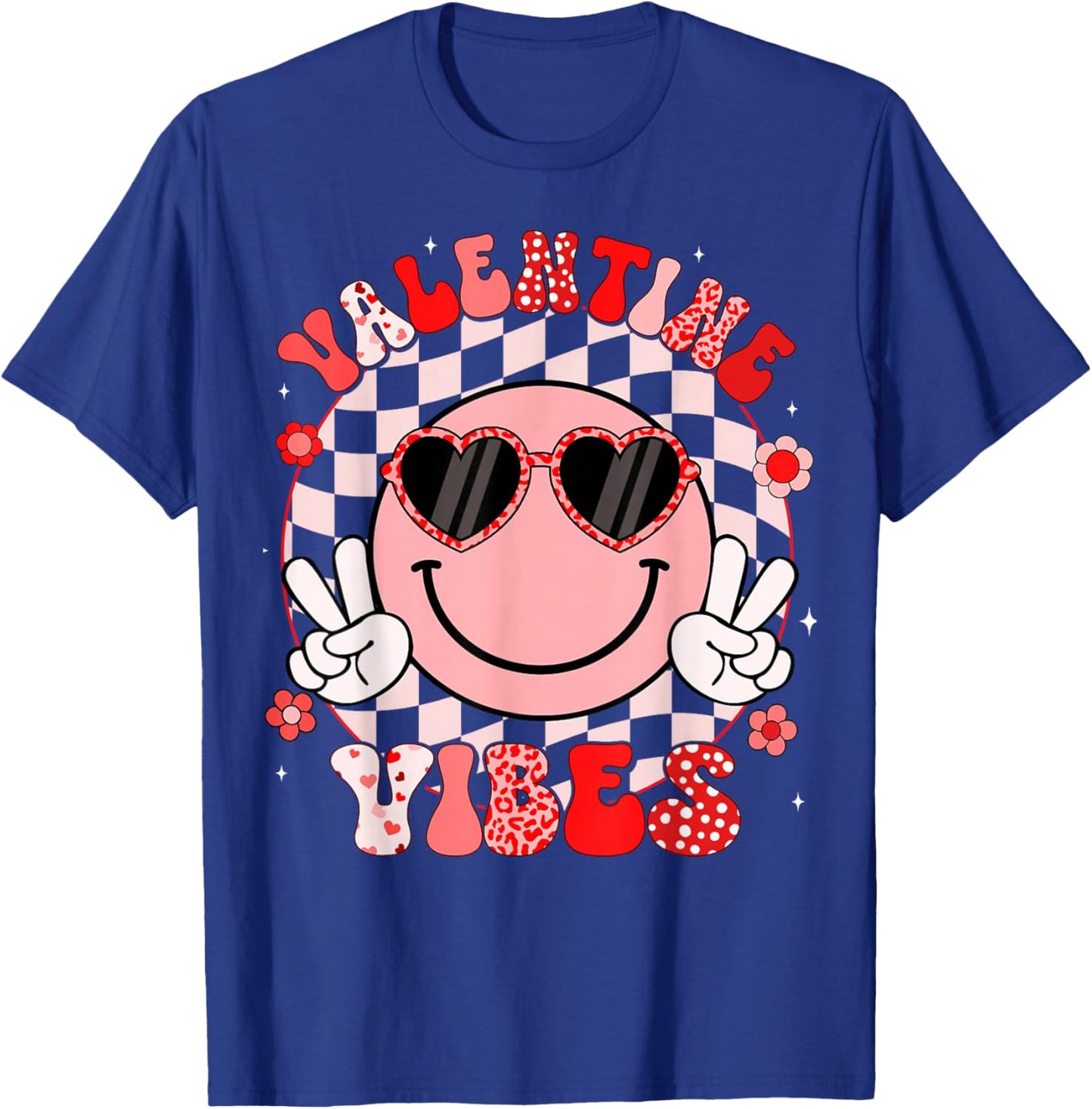 Groovy Valentine Vibes Valentines Day Shirts Women Girl Kids T-Shirt - T-Shirt | Royal