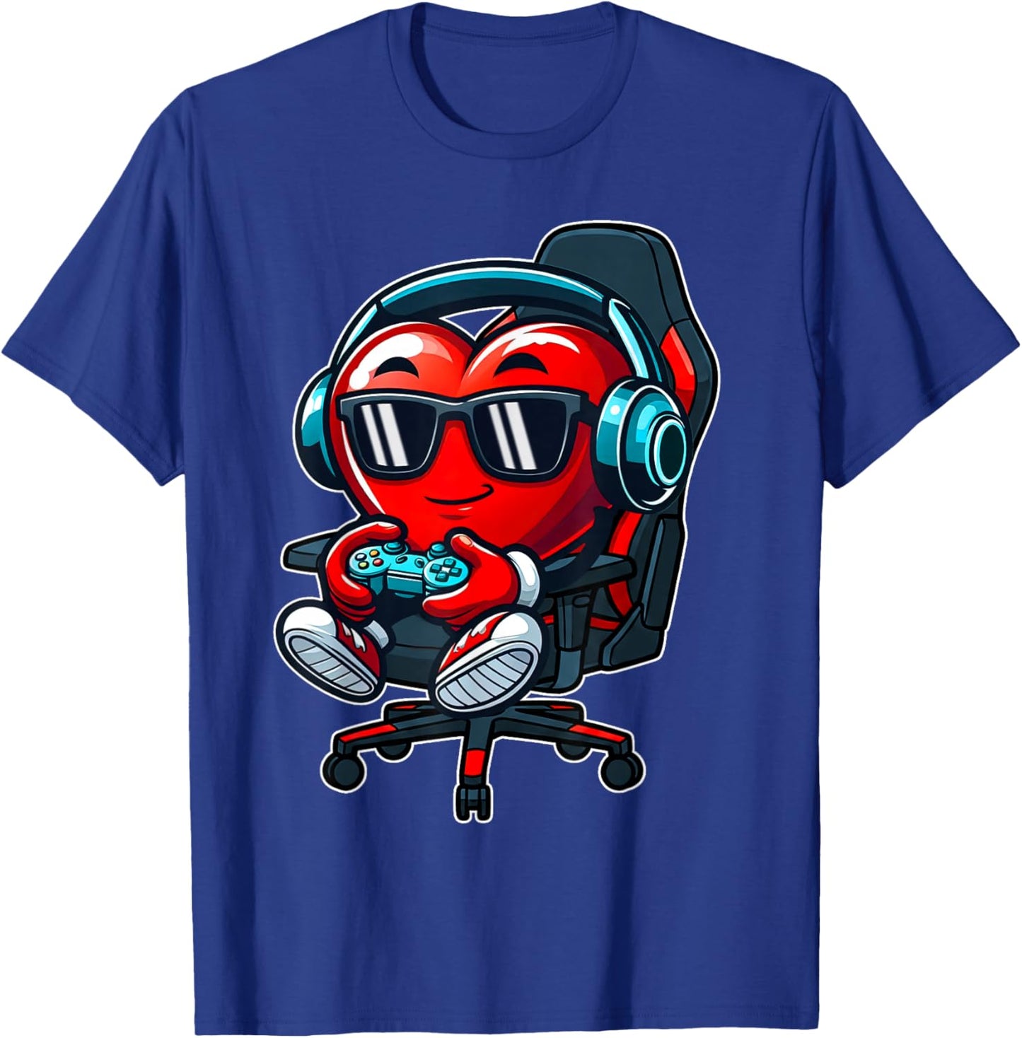 Funny Gamer Hearts Valentines Day Boys Kids Son Video Games T-Shirt - T-Shirt | Royal