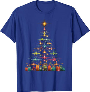 Funny Airplanes Christmas Tree Graphic Air Planes T-Shirt - T-Shirt | Royal