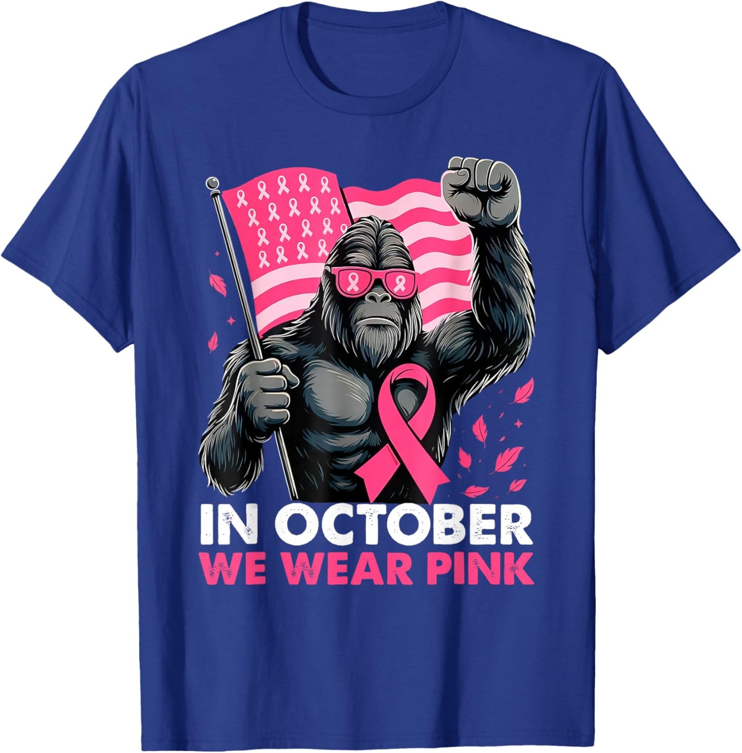 Bigfoot Breast Cancer Awareness Month Pink Ribbon Women Men T-Shirt - T-Shirt | Royal