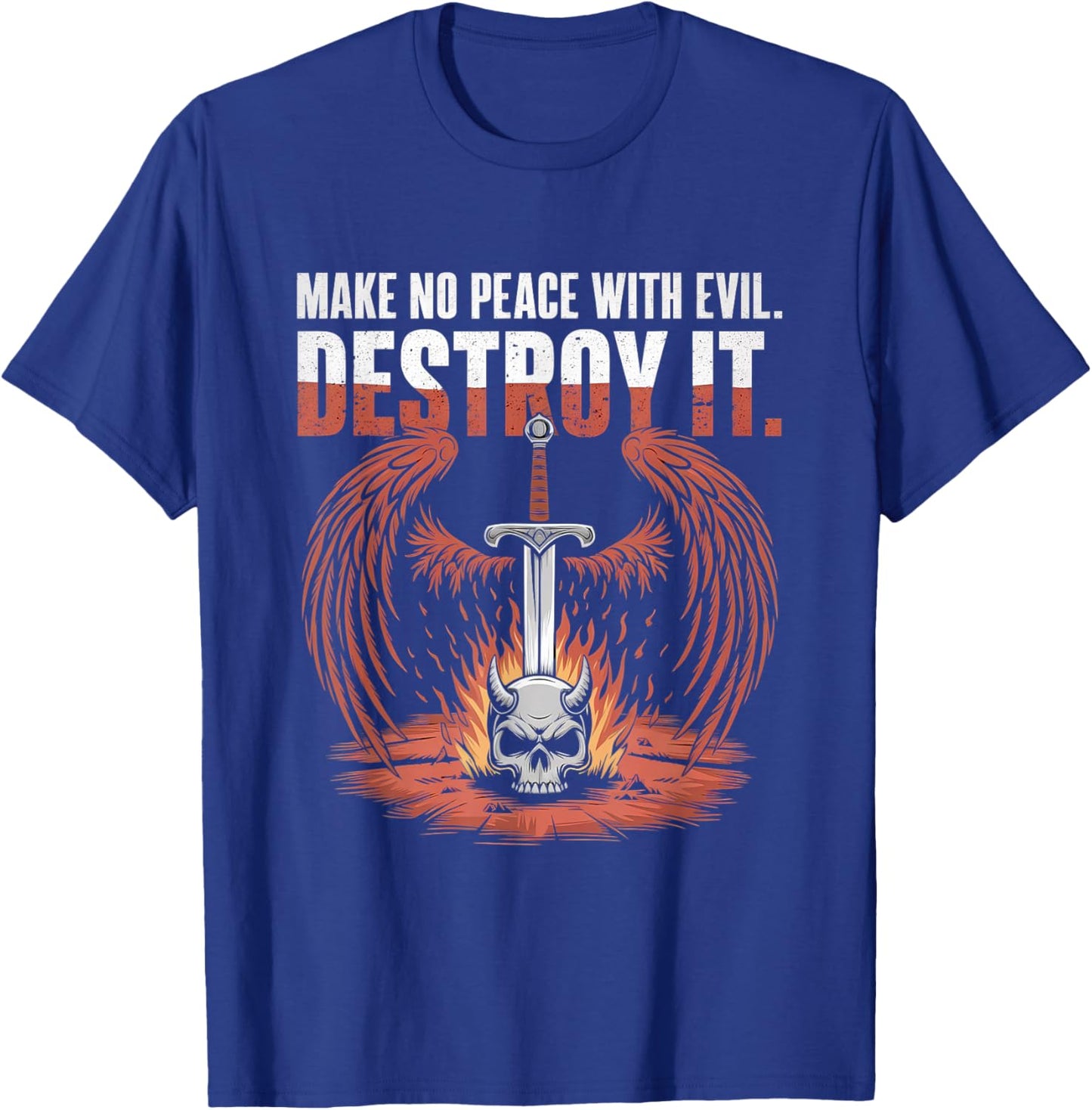 Make No Peace with Evil Archangel Michael Jesus God T-Shirt - T-Shirt | Royal
